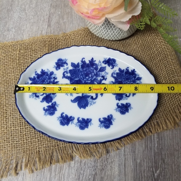 Blue floral oval porcelain tray - Picture 6 of 6